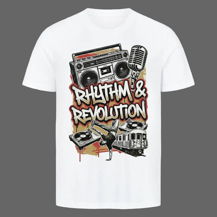 Rhythm & Revolution T-Shirt – Streetwear mit Statement-Print
