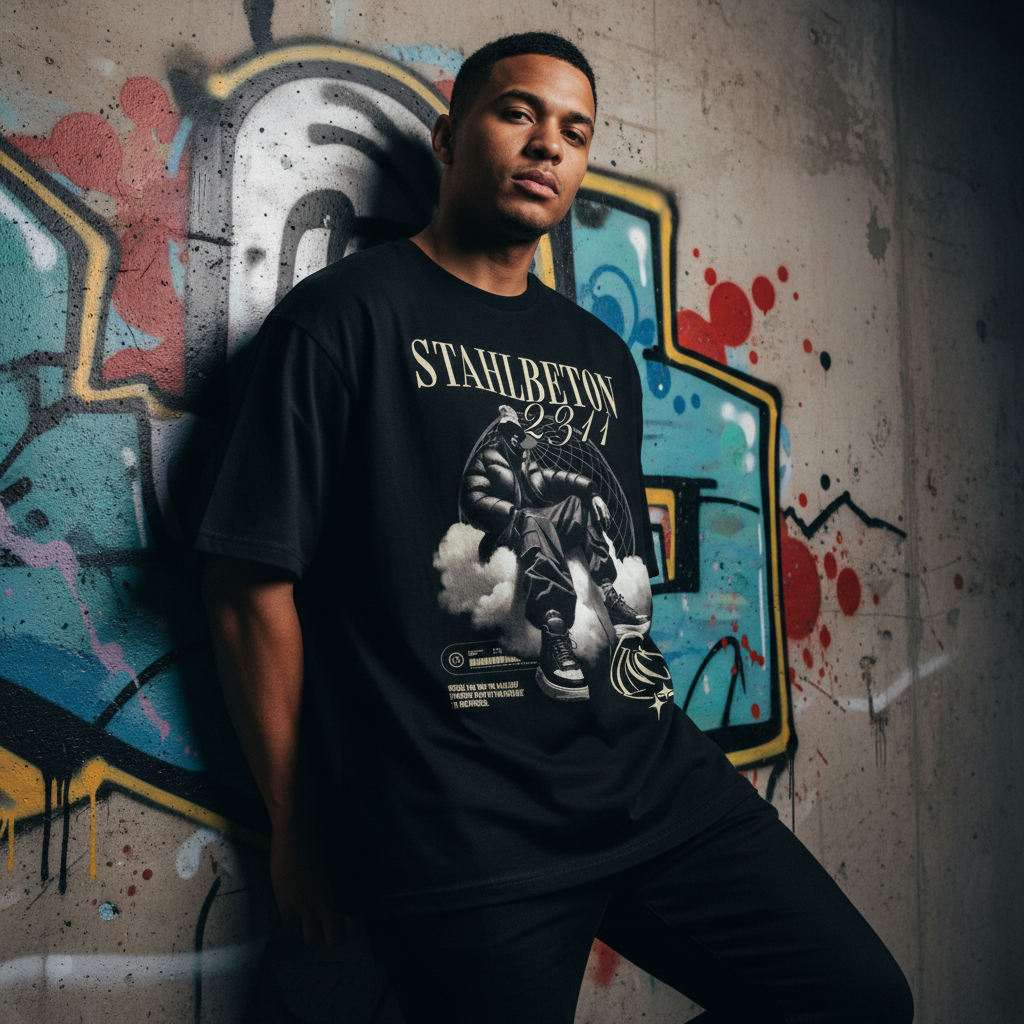 Stahlbeton Oversized T-Shirt Schwarz – Berlin Streetwear
